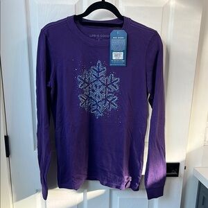 Life is Good Purple Snowflake Long Sleeve Shirt